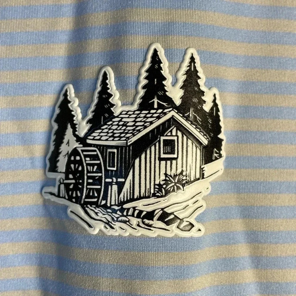 Bald Head Blues XL Striped Polo Heat Pressed Semi-Raised Logo UPF 50 Blue Gray - Picture 5 of 13